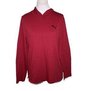 Puma Hoodie Shirt Top Logo Medium Long Sleeves Hooded Pullover Cotton Polyester